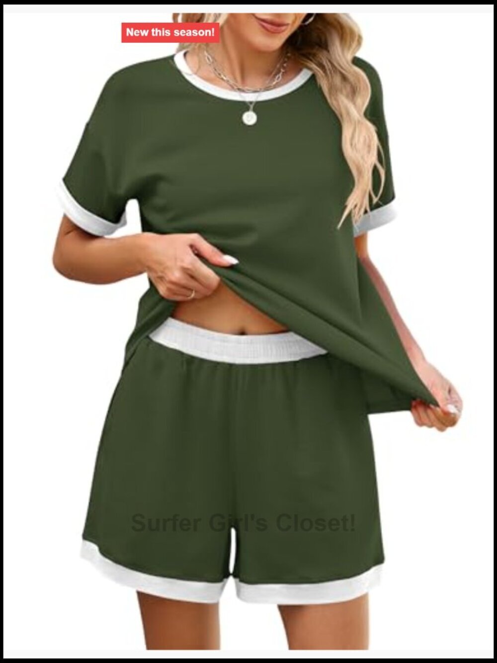 2 Piece Lounge Set Short Sleeve Summer Vacation Matching Outfits Shorts with - Picture 6 of 7